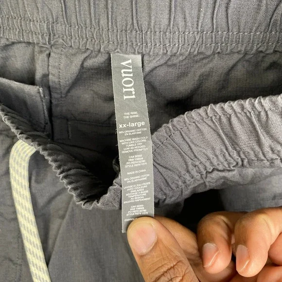 Vuori Ripstop Shorts Mens XXL Charcoal Grey Organic Cotton V370 Elastic Waist - Picture 5 of 11